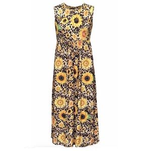 Leopard sunflower knit maxi dress
